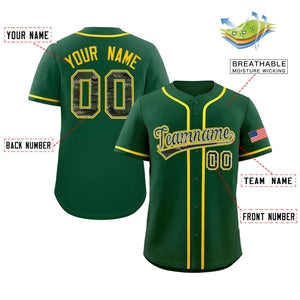 Custom Green Personalized Camo Font Authentic Baseball Jersey