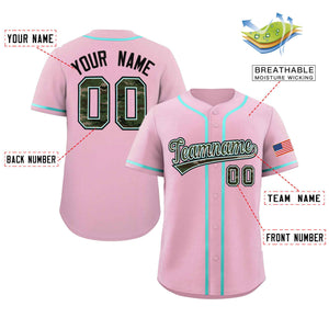 Custom Light Pink Personalized Camo Font Authentic Baseball Jersey