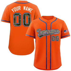 Custom Orange Personalized Camo Font Authentic Baseball Jersey