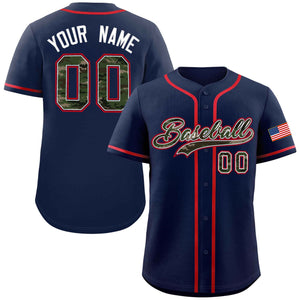 Custom Navy Personalized Camo Font Authentic Baseball Jersey