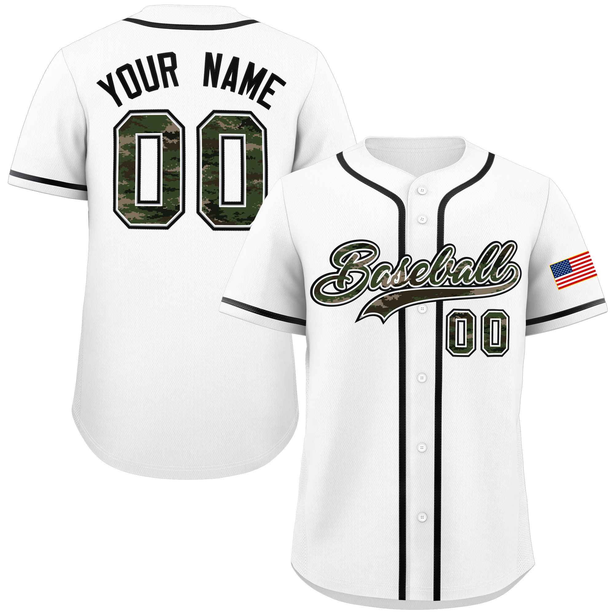 Custom White Personalized Camo Font Authentic Baseball Jersey