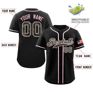 Custom Black Personalized Camo Font Authentic Baseball Jersey