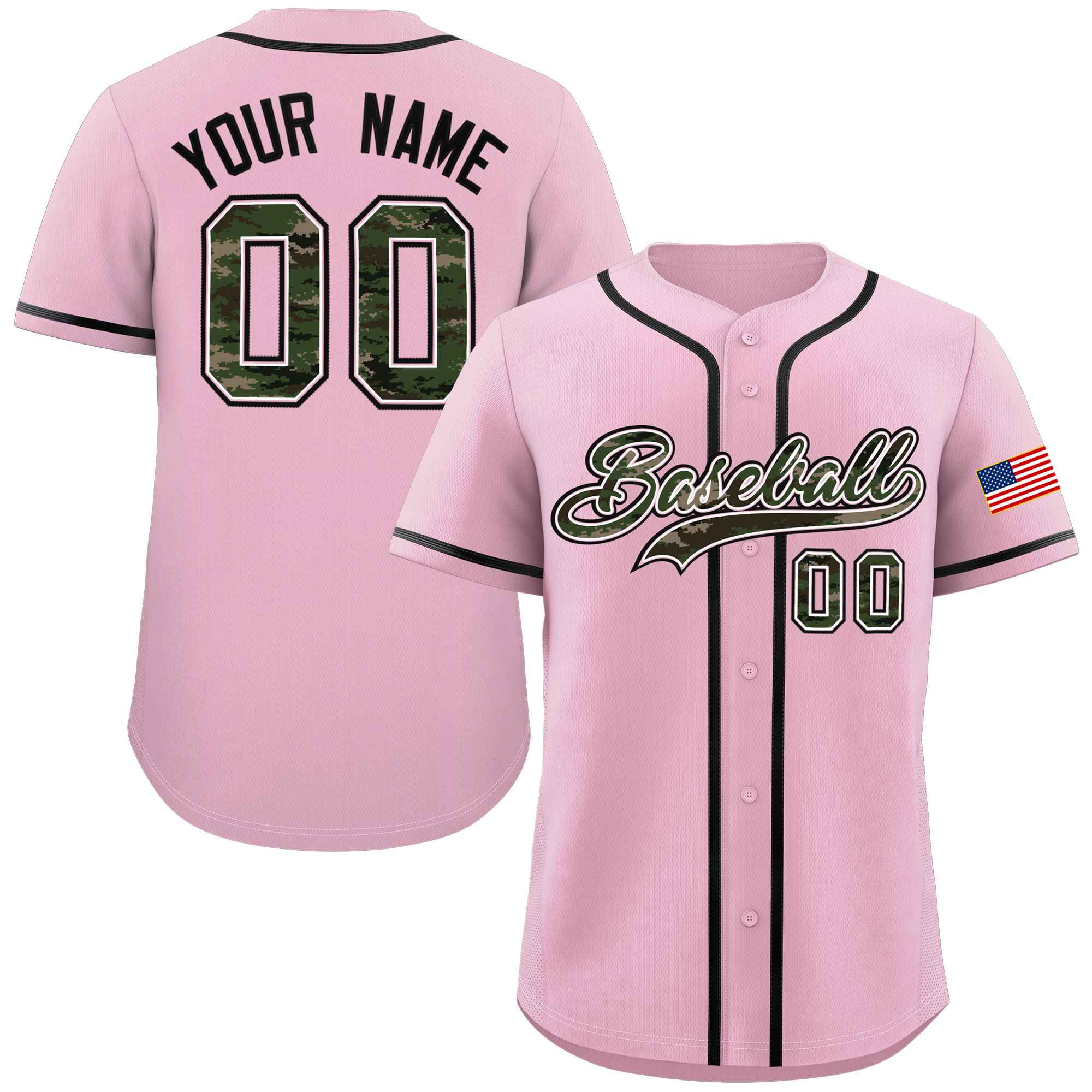 Custom Pink Personalized Camo Font Authentic Baseball Jersey