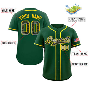 Custom Green Personalized Camo Font Authentic Baseball Jersey