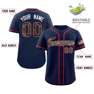 Custom Navy Personalized Camo Font Authentic Baseball Jersey