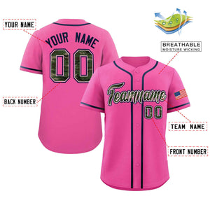 Custom Pink Personalized Camo Font Authentic Baseball Jersey