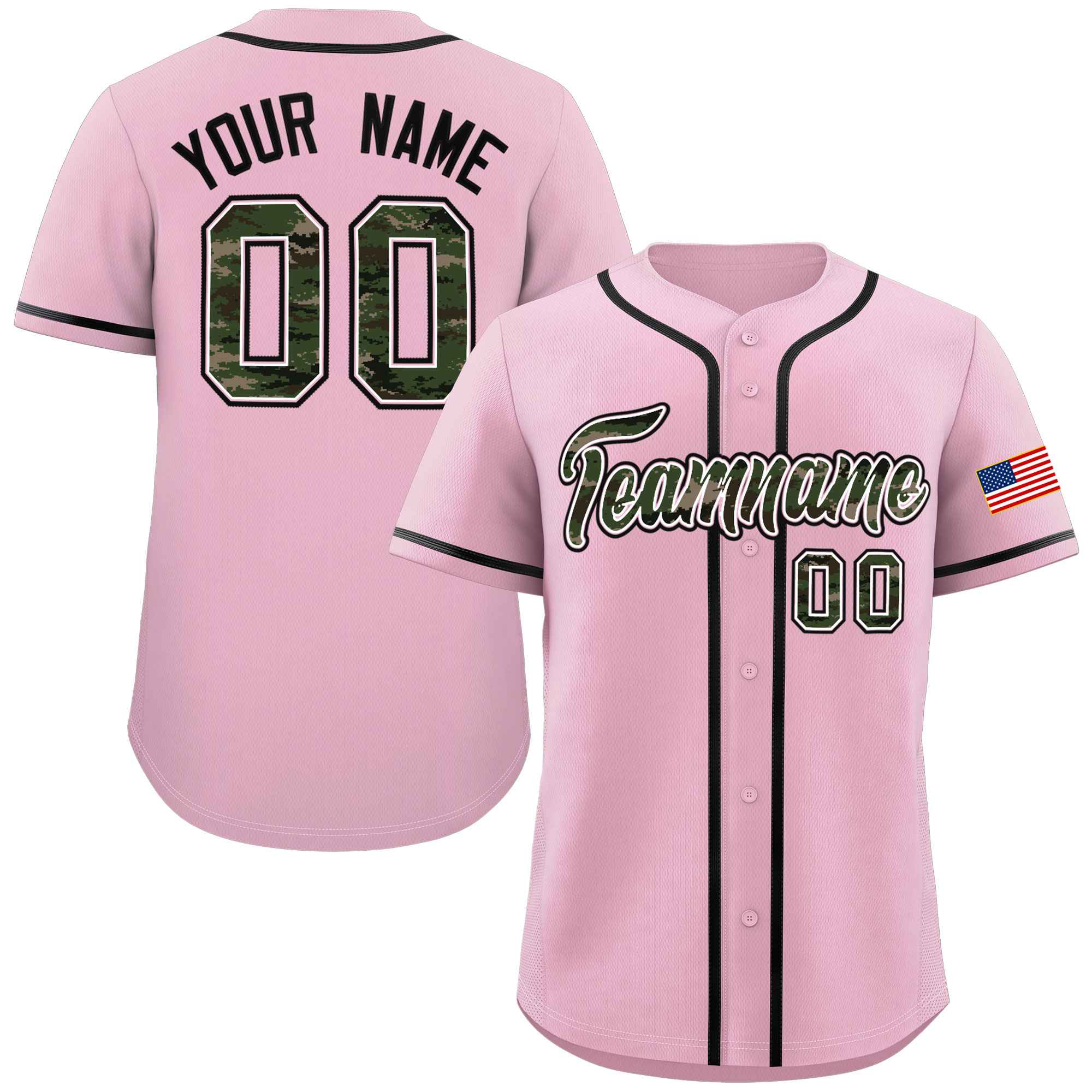 Custom Pink Personalized Camo Font Authentic Baseball Jersey