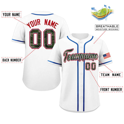 Custom White Personalized Camo Font Authentic Baseball Jersey