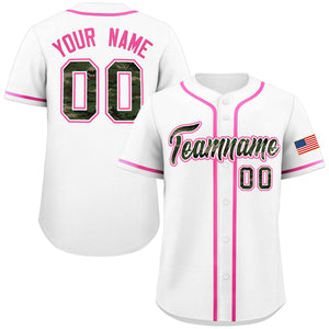 Custom White Personalized Camo Font Authentic Baseball Jersey