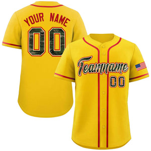 Custom Gold Personalized Camo Font Authentic Baseball Jersey