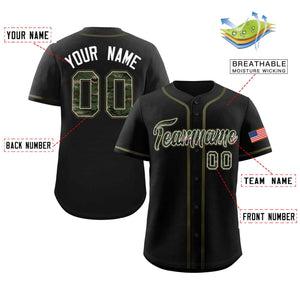 Custom Black Personalized Camo Font Authentic Baseball Jersey