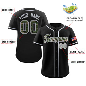 Custom Black Personalized Camo Font Authentic Baseball Jersey