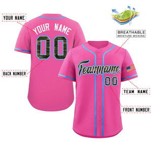 Custom Pink Personalized Camo Font Authentic Baseball Jersey