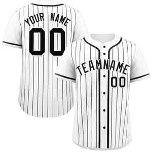 Custom White Black Stripe Fashion Raglan Sleeves Authentic Baseball Jersey