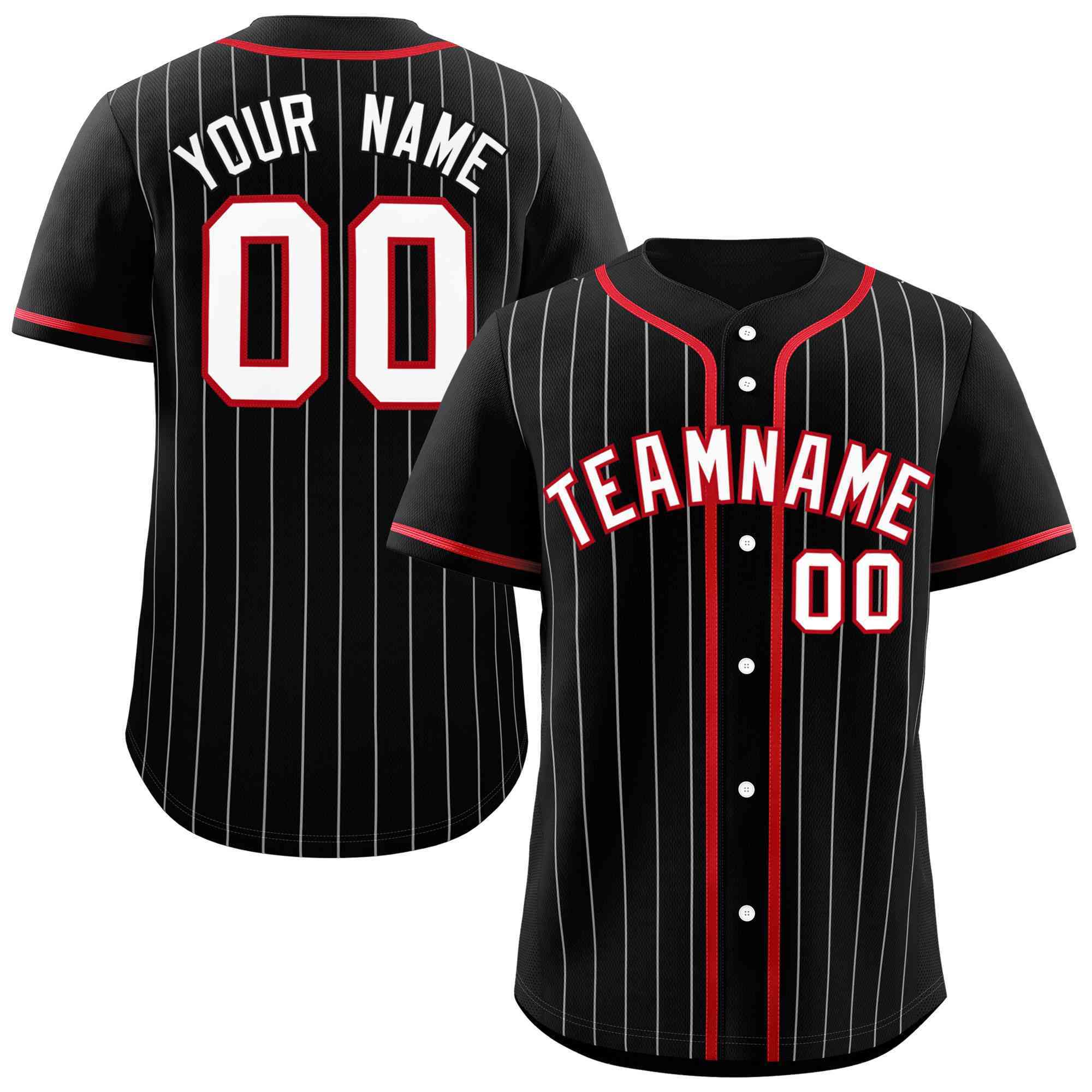 Custom Black Red Stripe Fashion Raglan Sleeves Authentic Baseball Jersey