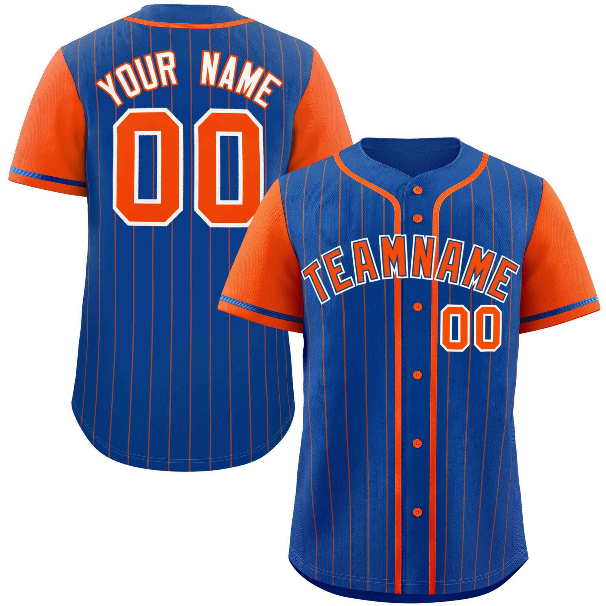 Custom Royal Orange Stripe Fashion Raglan Sleeves Authentic Baseball Jersey