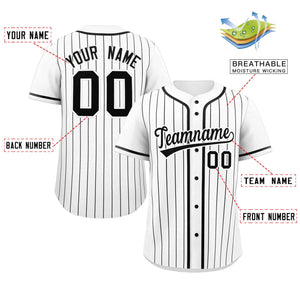 Custom White Black Stripe Fashion Raglan Sleeves Authentic Baseball Jersey