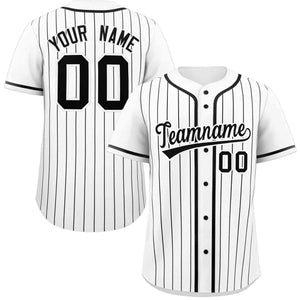 Custom White Black Stripe Fashion Raglan Sleeves Authentic Baseball Jersey