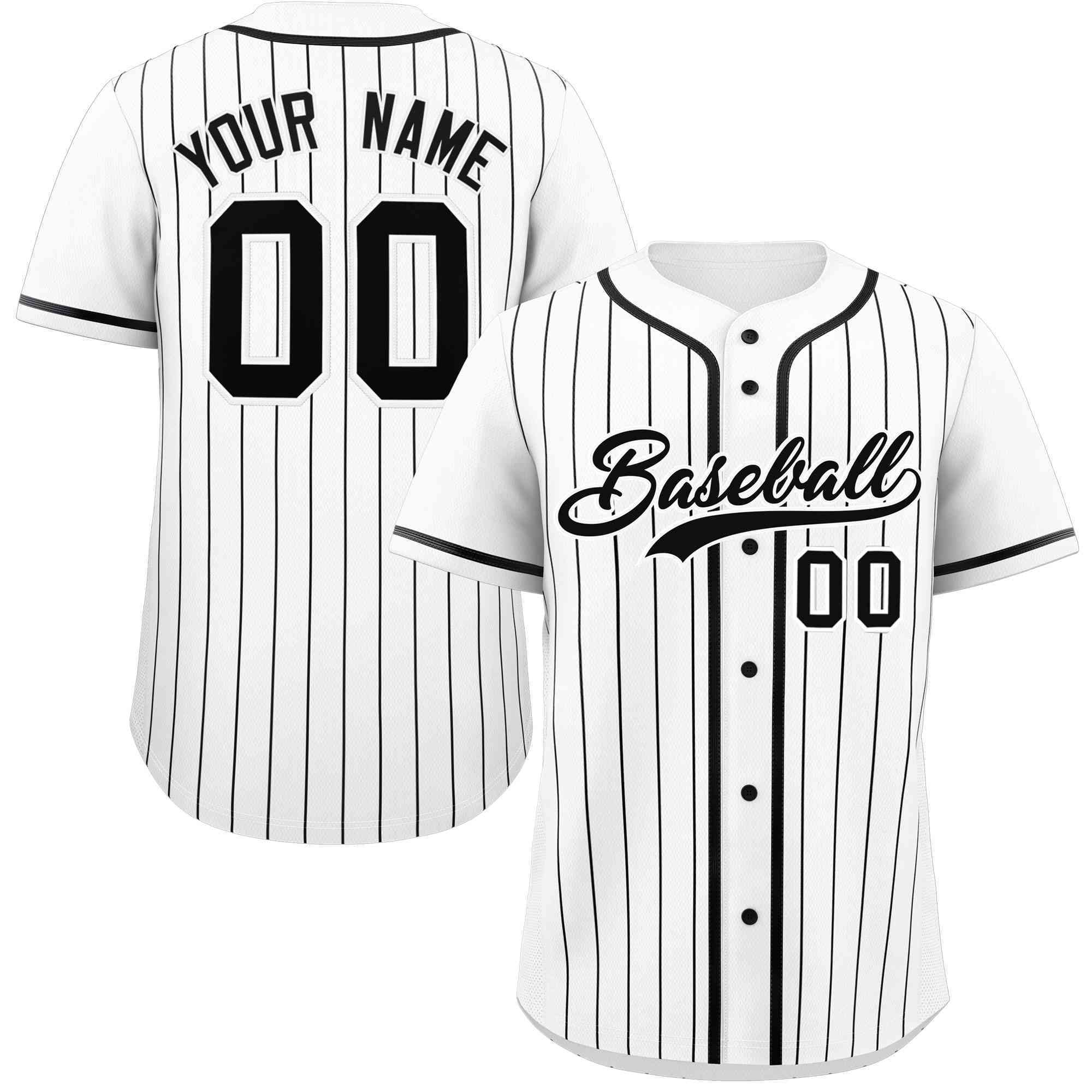 Custom White Black Stripe Fashion Raglan Sleeves Authentic Baseball Jersey