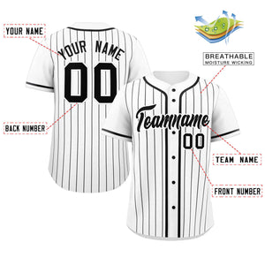 Custom White Black Stripe Fashion Raglan Sleeves Authentic Baseball Jersey