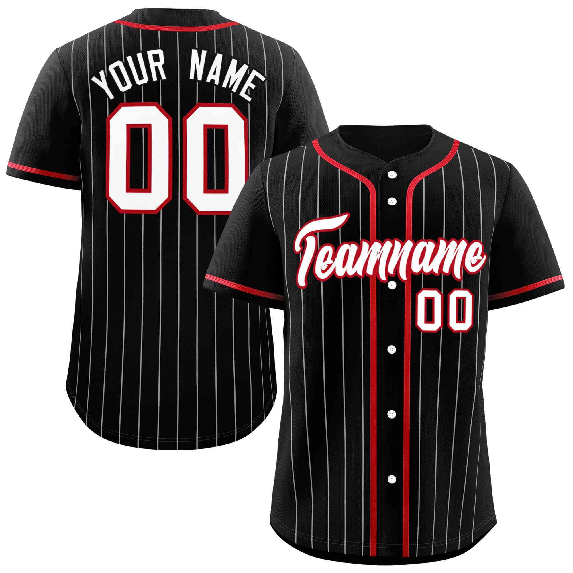 Custom Black Red Stripe Fashion Raglan Sleeves Authentic Baseball Jersey