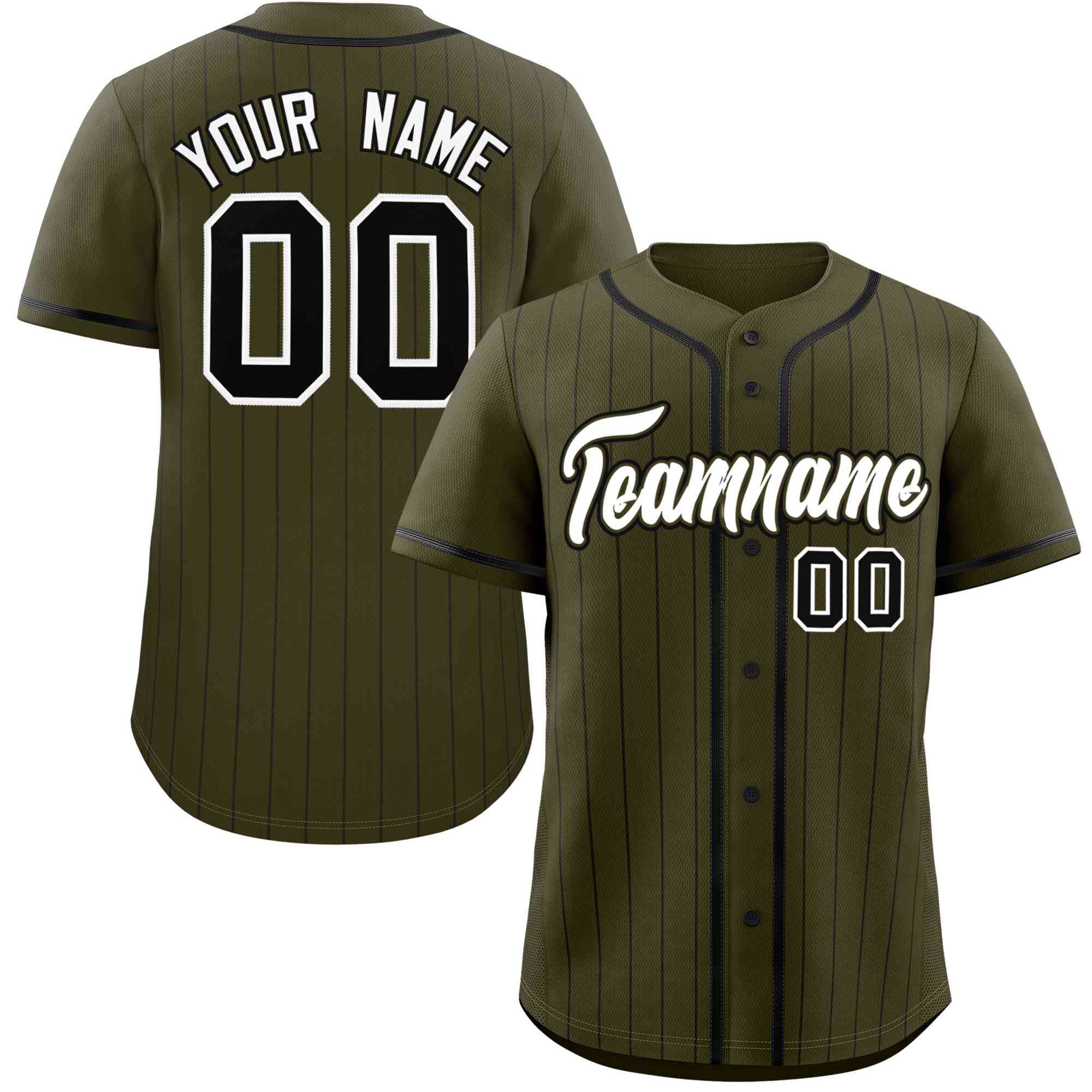 Custom Olive Black Stripe Fashion Raglan Sleeves Authentic Baseball Jersey