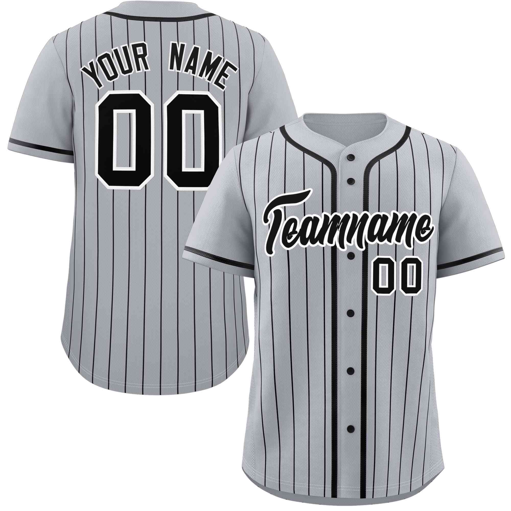 Custom Gray Black Stripe Fashion Raglan Sleeves Authentic Baseball Jersey