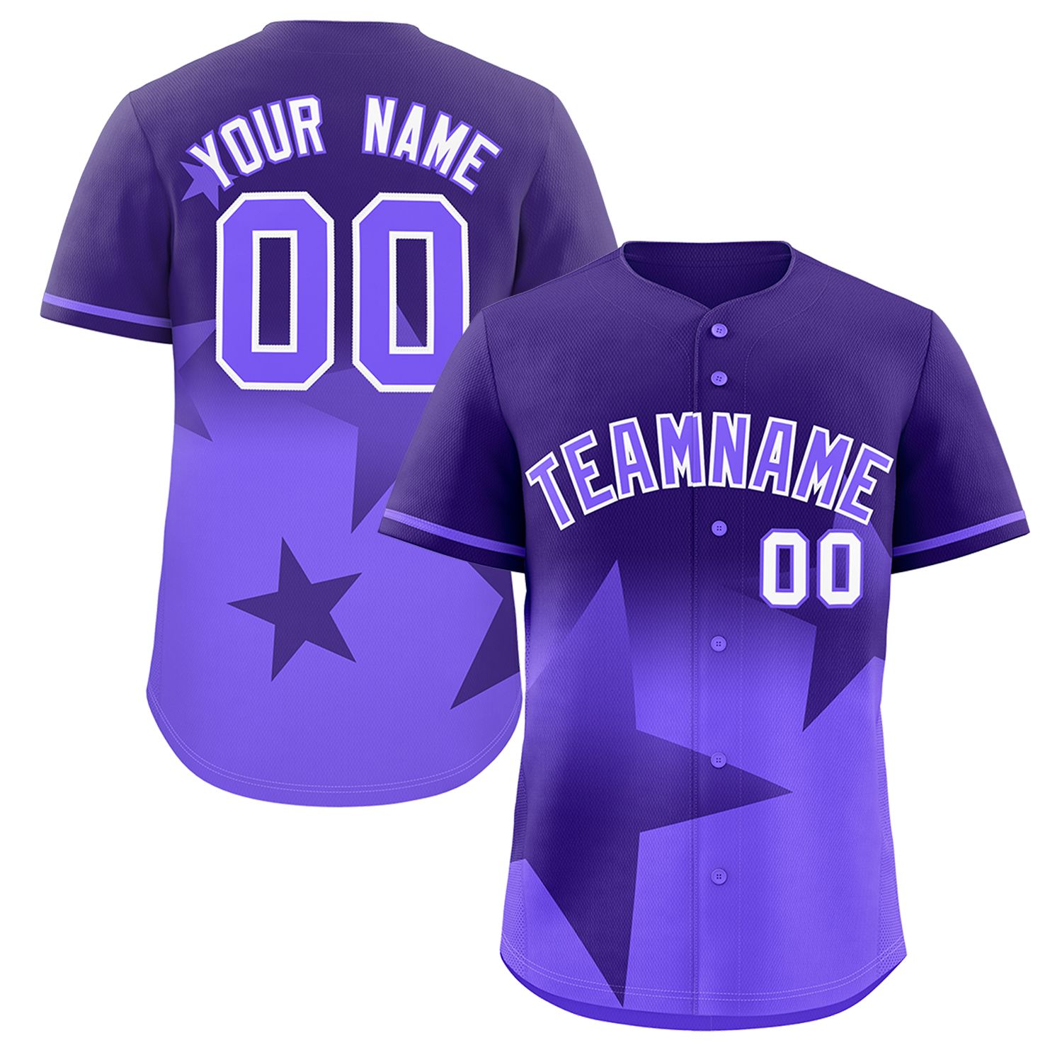 Custom Purple-Lt Purple Gradient Star Graffiti Pattern Authentic Baseball Jersey