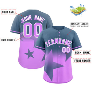 Custom Grayish Blue-Lt Purple Gradient Star Graffiti Pattern Authentic Baseball Jersey