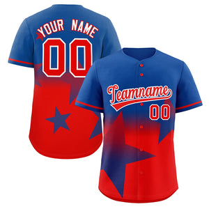 Custom Royal Red Gradient Star Graffiti Pattern Authentic Baseball Jersey