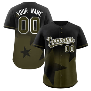 Custom Black Olive Gradient Star Graffiti Pattern Authentic Baseball Jersey