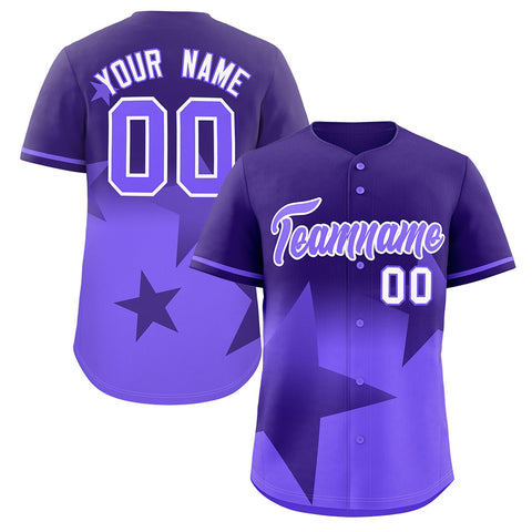 Custom Purple-Lt Purple Gradient Star Graffiti Pattern Authentic Baseball Jersey