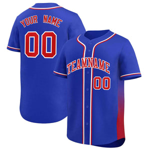 Custom Royal Red Personalized Gradient Side Design Authentic Baseball Jersey