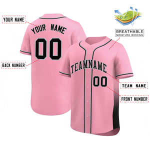 Custom Pink Black Personalized Gradient Side Design Authentic Baseball Jersey