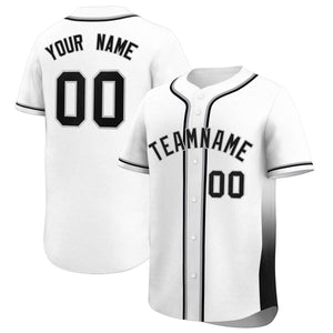 Custom White Black Personalized Gradient Side Design Authentic Baseball Jersey