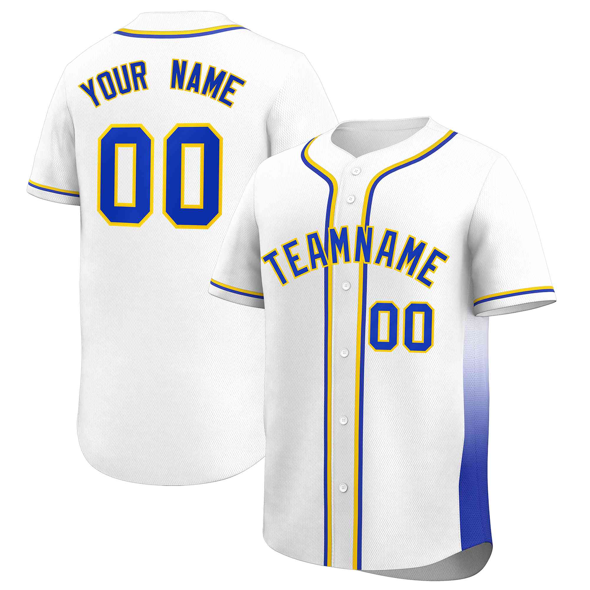 Custom White Royal Personalized Gradient Side Design Authentic Baseball Jersey