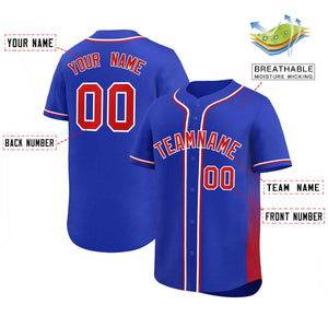 Custom Royal Red Personalized Gradient Side Design Authentic Baseball Jersey