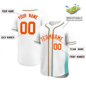 Custom White Aqua Personalized Gradient Side Design Authentic Baseball Jersey