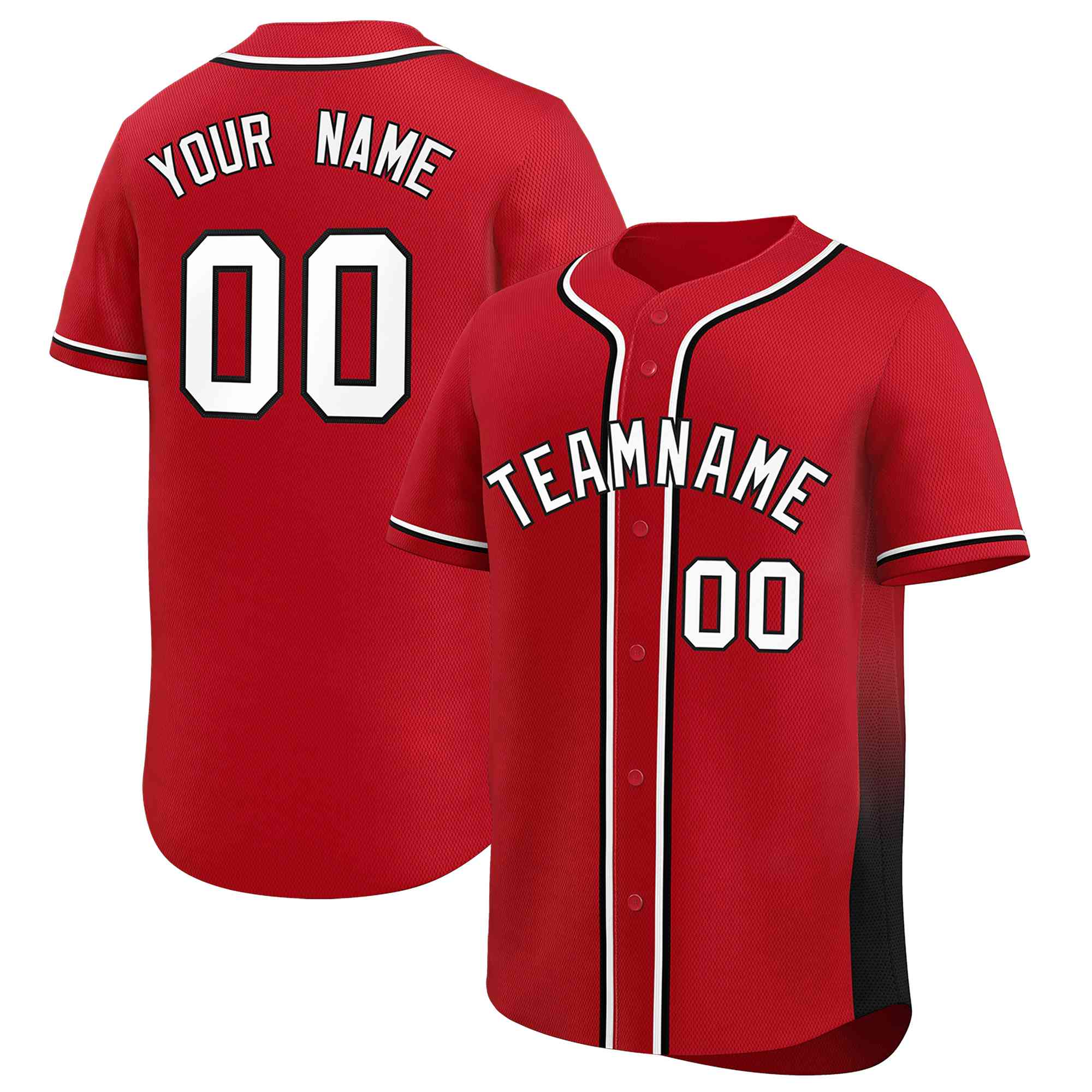 Custom Red Black Personalized Gradient Side Design Authentic Baseball Jersey