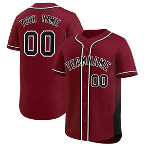 Custom Crimson Black Personalized Gradient Side Design Authentic Baseball Jersey