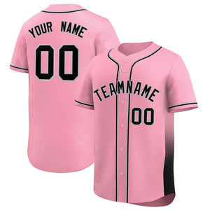 Custom Pink Black Personalized Gradient Side Design Authentic Baseball Jersey