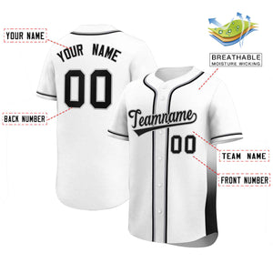 Custom White Black Personalized Gradient Side Design Authentic Baseball Jersey