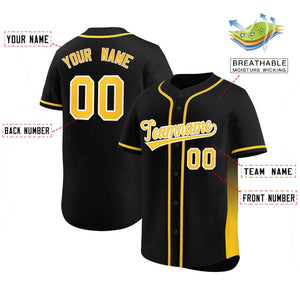 Custom Black Gold Personalized Gradient Side Design Authentic Baseball Jersey