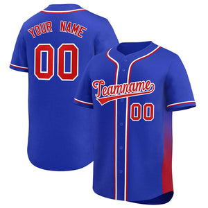 Custom Royal Red Personalized Gradient Side Design Authentic Baseball Jersey