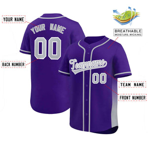 Custom Purple Gray Personalized Gradient Side Design Authentic Baseball Jersey