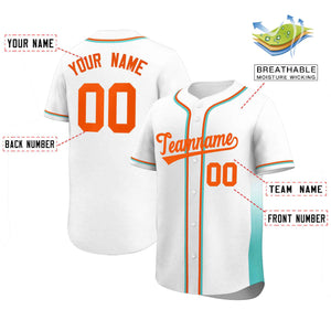 Custom White Aqua Personalized Gradient Side Design Authentic Baseball Jersey