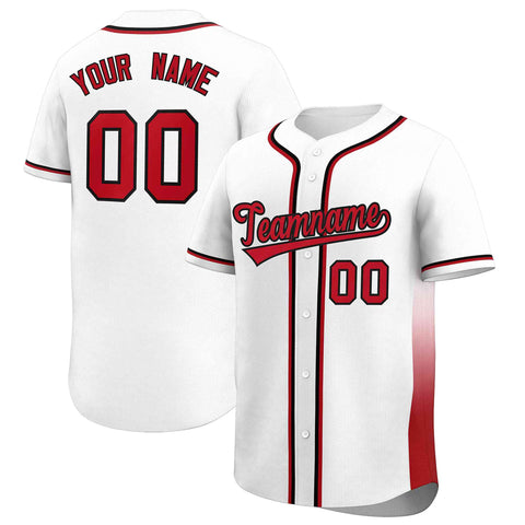 Custom White Red Personalized Gradient Side Design Authentic Baseball Jersey