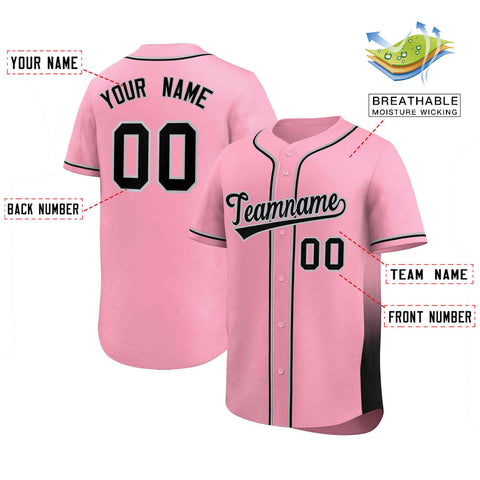 Custom Pink Black Personalized Gradient Side Design Authentic Baseball Jersey