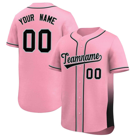 Custom Pink Black Personalized Gradient Side Design Authentic Baseball Jersey