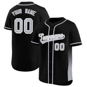 Custom Black Gray Personalized Gradient Side Design Authentic Baseball Jersey